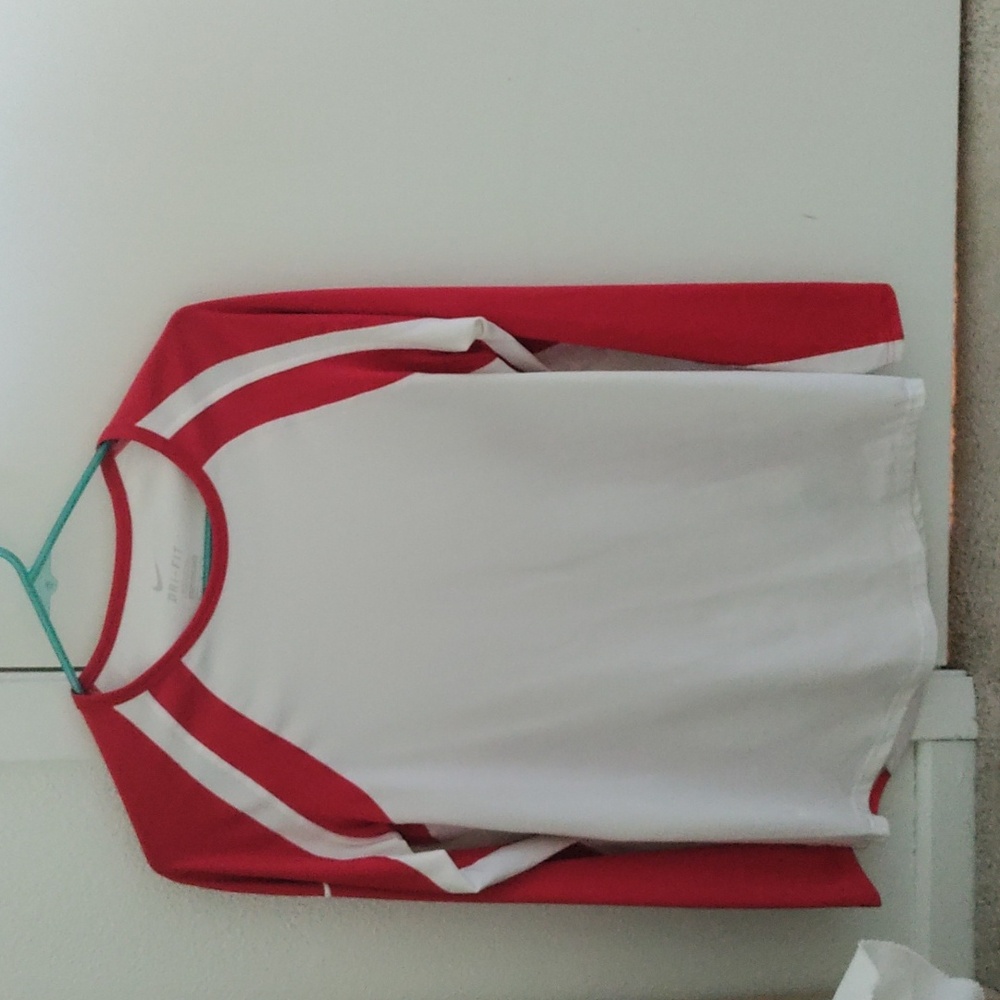 Medium, Long sleeve, red and white, Nike Dri-Fit Running shirt